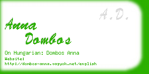 anna dombos business card